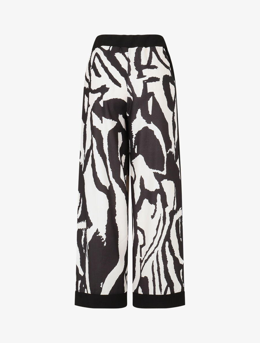 Pantalon droit taille haute imprimé graphique - Noir - 2