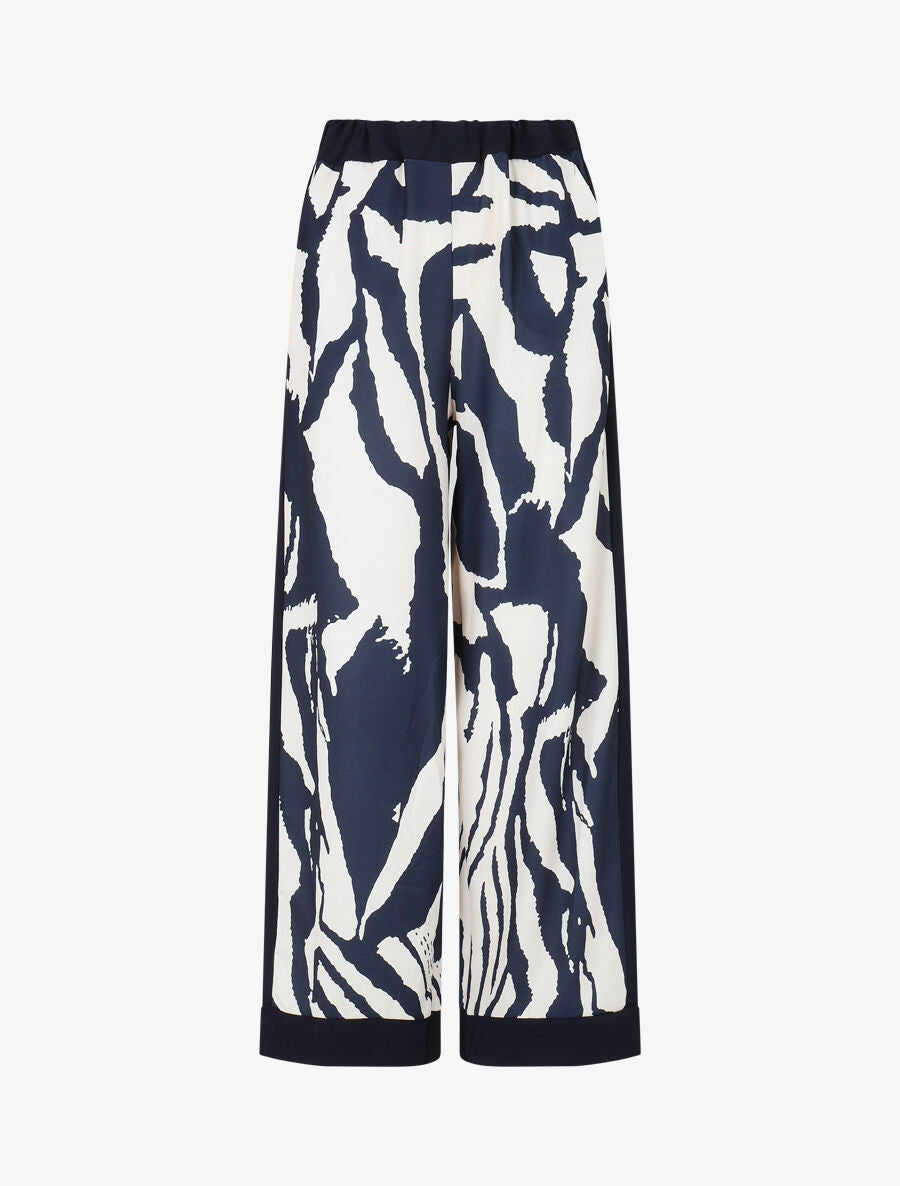 Pantalon droit taille haute imprimé graphique - Marine - 4