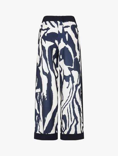 Pantalon droit taille haute imprimé graphique - Marine - 2