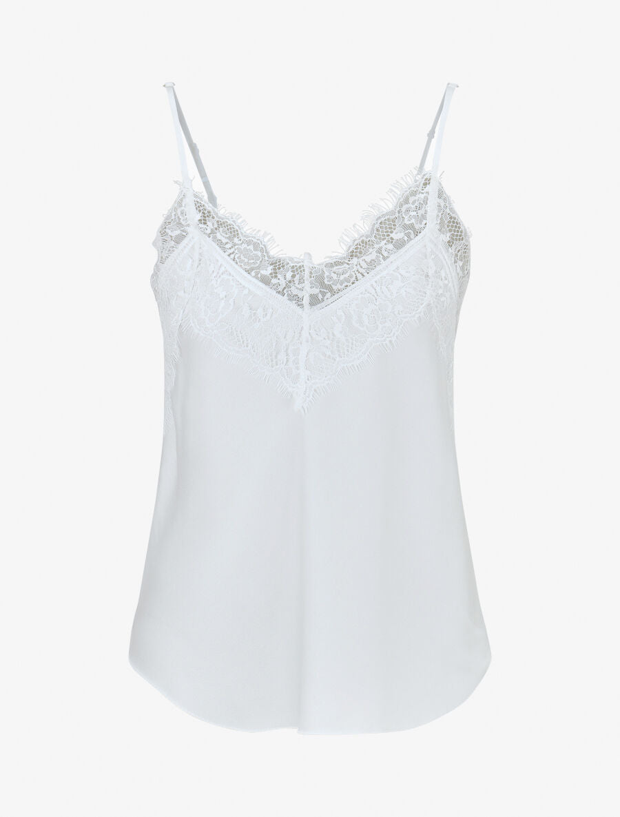 Caraco satiné à dentelle - Blanc - 4