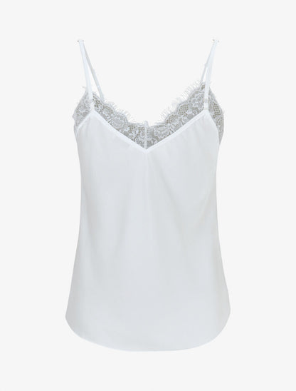Caraco satiné à dentelle - Blanc - 2