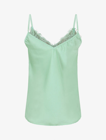 Caraco satiné à dentelle - Vert clair - 2
