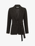 Veste unie à ceinture à nouer - Noir - 4