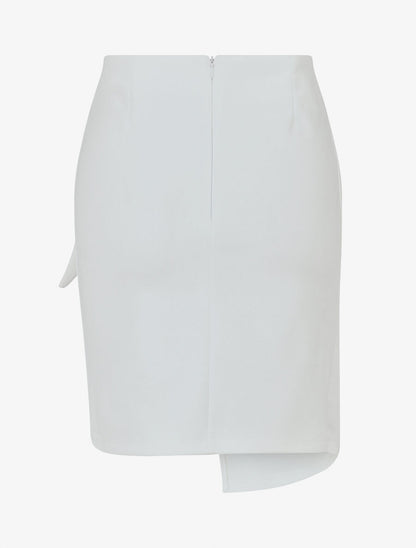 Jupe courte en suédine syle portefeuille - Blanc - 2
