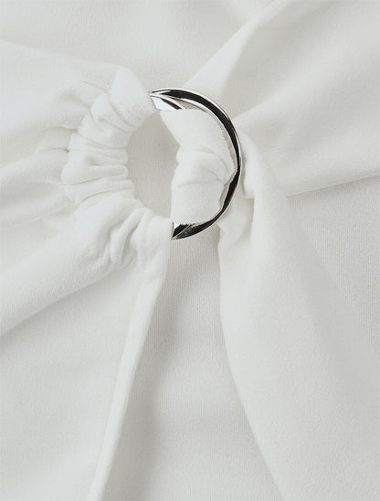 Jupe courte en suédine syle portefeuille - Blanc - 3
