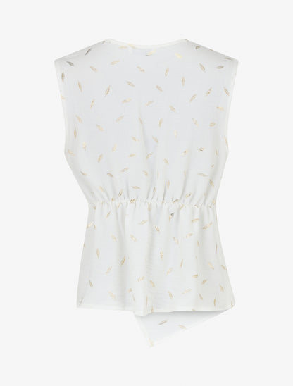 Top droit sans manches flocage plumes irisées - Blanc - 2