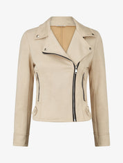 Veste en suédine col cranté - Beige