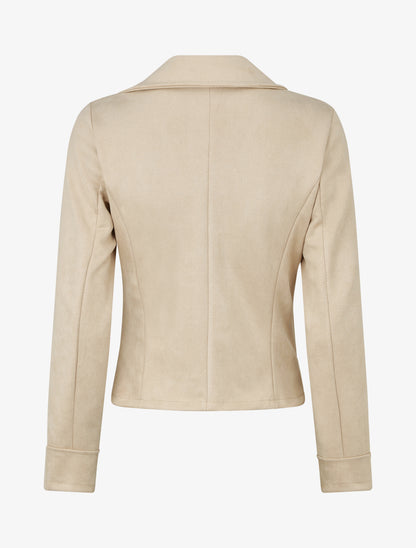 Veste en suédine col cranté - Beige