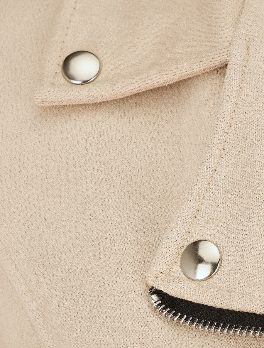 Veste en suédine col cranté - Beige