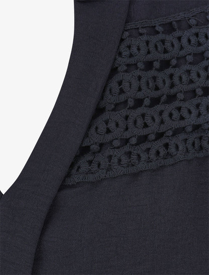 Blouse à détail crochet - Marine - 3