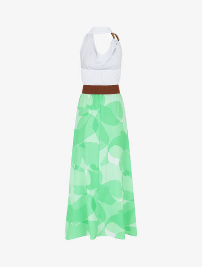 Robe longue dos nu à imprimé graphique - Vert - 2