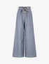 Pantalon ample à rayures et ceinture fantaisie - Bleu - 1