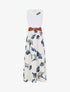 Robe longue imprimé végétal et col à sangle - Marine - 1
