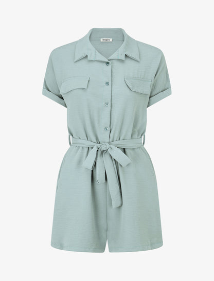 Combishort élastiqué uni - Vert d&