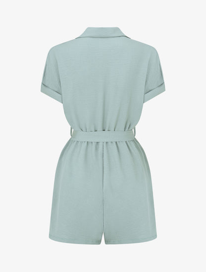 Combishort élastiqué uni - Vert d&