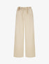 Pantalon droit taille haute à ceinture fleurie - Beige - 1