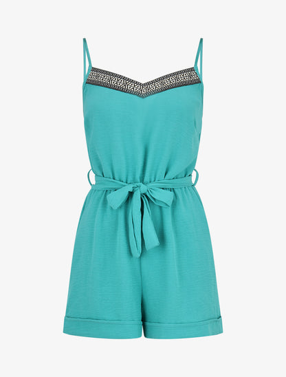 Combishort uni à bande graphique - Turquoise - 1