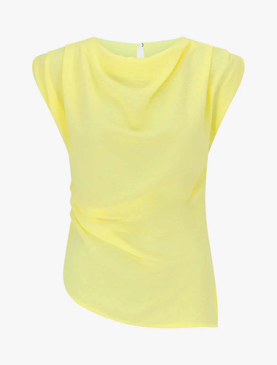 Top asymétrique effet drapé - Jaune