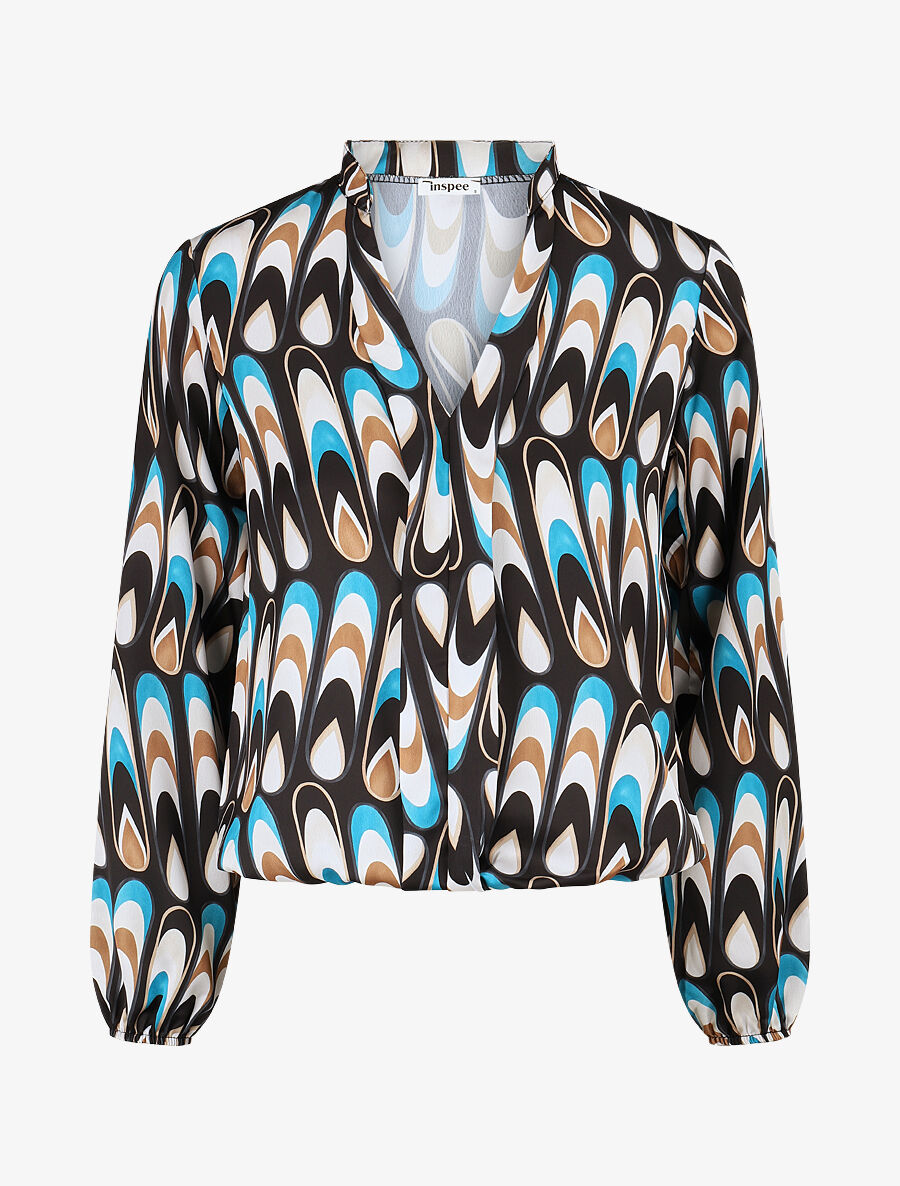 Blouse imprimé graphique - Noir - 4