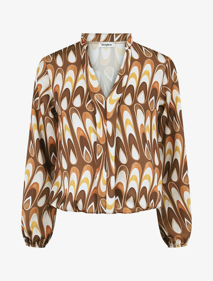 Blouse imprimé graphique - Marron - 1