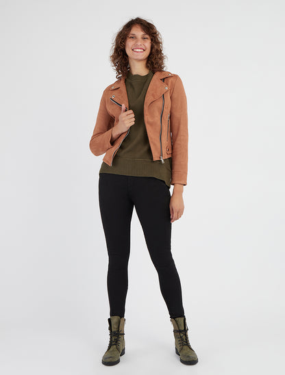 Veste en suédine à fausses poches - Camel - 8