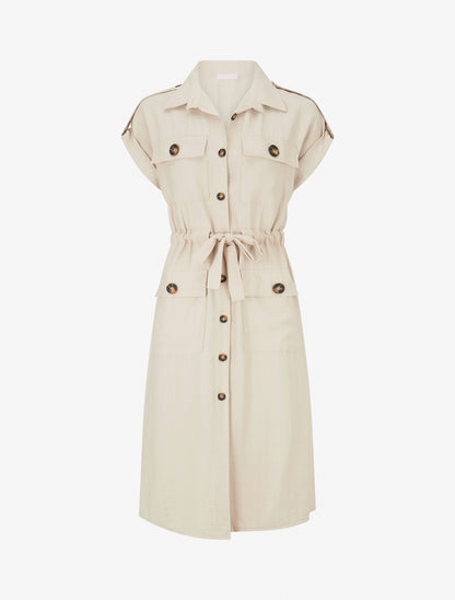Robe droite à fines rayures - Beige - 1