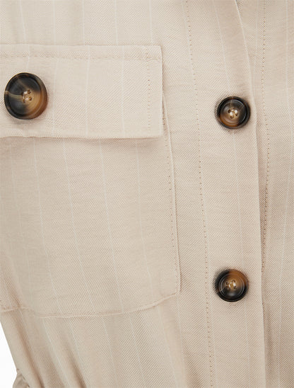 Robe droite à fines rayures - Beige - 3