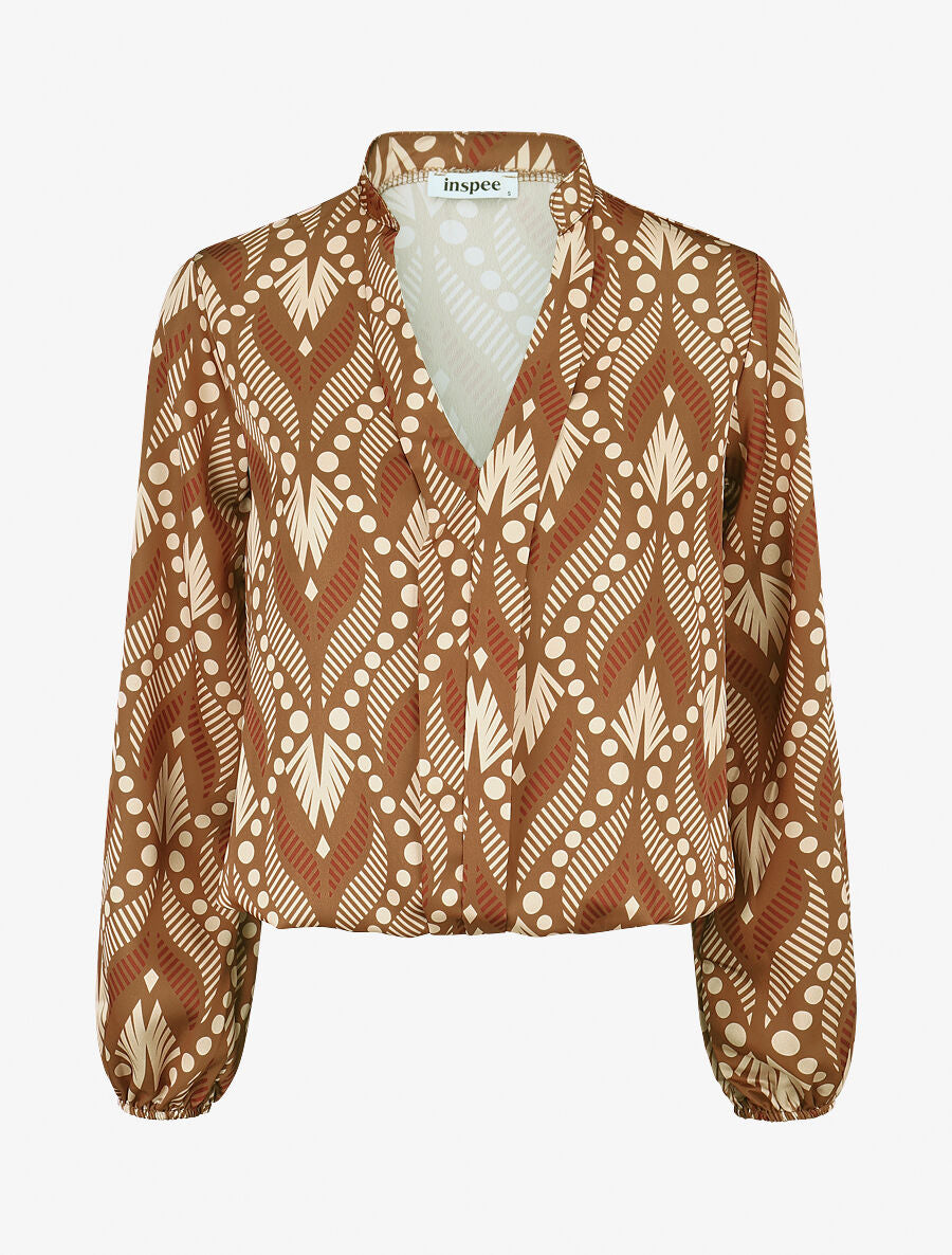 Blouse imprimé fantaisie - Marron clair - 4