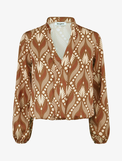 Blouse imprimé fantaisie - Marron clair - 4