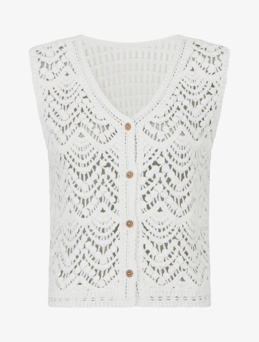 Gilet boutonné en crochet - Blanc - 1