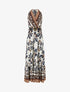 Robe longue élastiquée à nouer à la nuque - Marine - 1