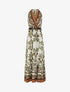 Robe longue élastiquée à nouer à la nuque - Kaki - 1