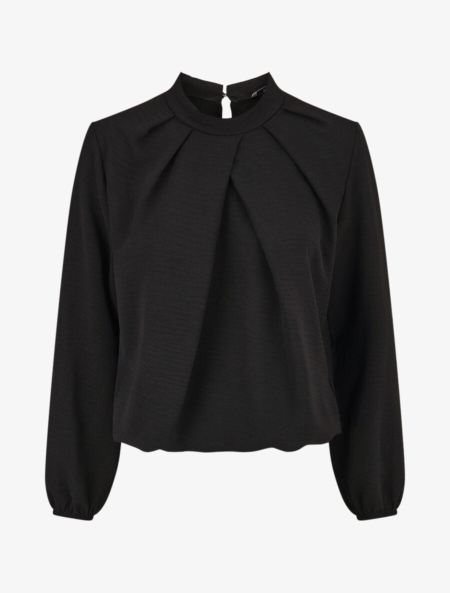 Blouse à plis croisés - Noir - 1