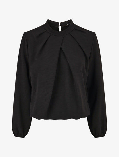 Blouse à plis croisés - Noir - 1