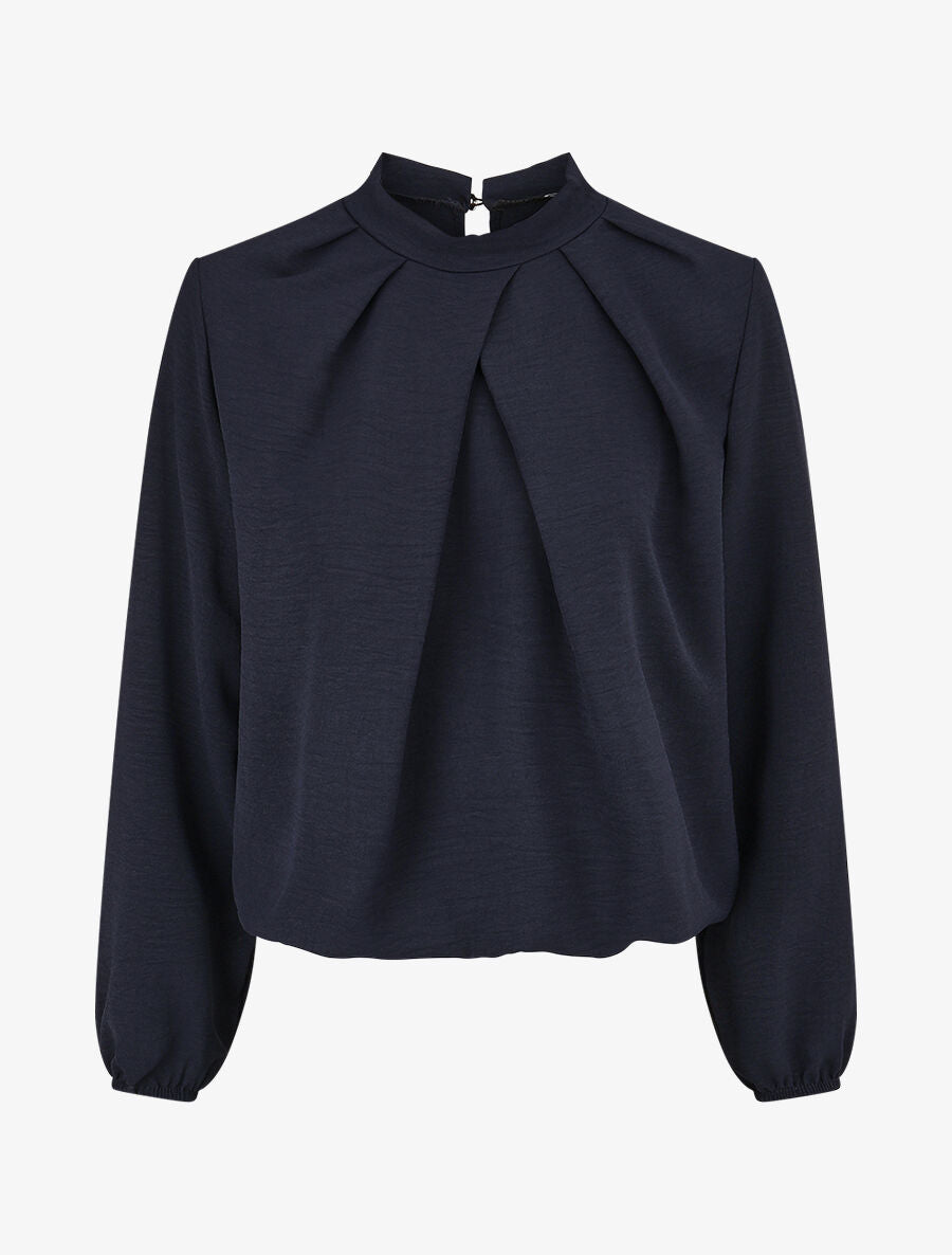 Blouse à plis croisés - Marine - 1