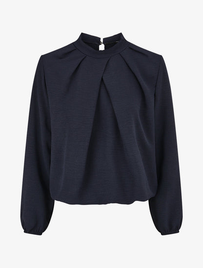 Blouse à plis croisés - Marine - 1