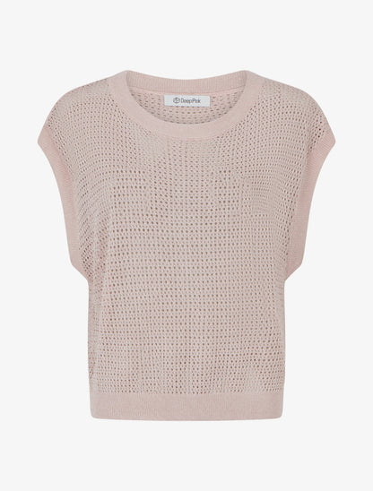 Top filet de pêche en maille irisée - Rose pâle - 1
