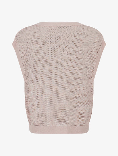 Top filet de pêche en maille irisée - Rose pâle - 2