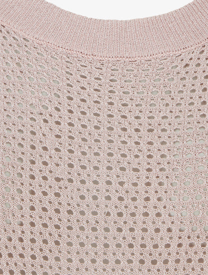 Top filet de pêche en maille irisée - Rose pâle - 3