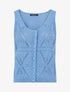Top boutonné en maille ajourée - Bleu ciel - 1
