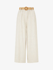 Pantalon élastiqué à rayures irisées - Beige/noir - 1