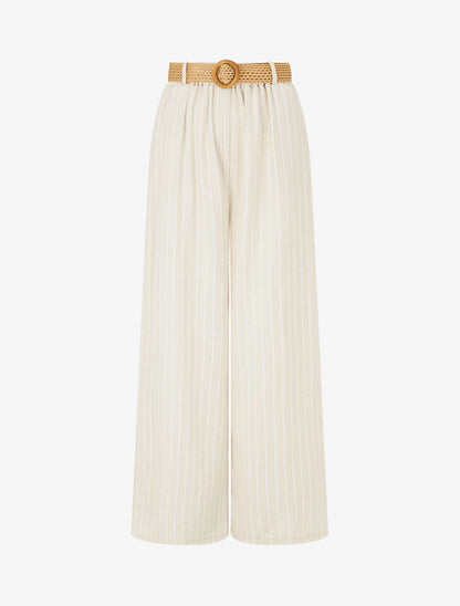 Pantalon élastiqué à rayures irisées - Beige/or - 1