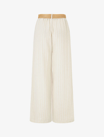 Pantalon élastiqué à rayures irisées - Beige/or - 2