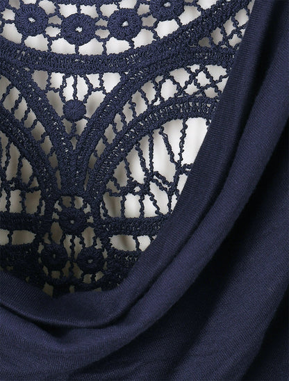 Top sans manches col bénitier et dos en dentelle - Marine