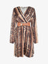 Robe évasée satinée imprimé fantaisie - Noir - 1