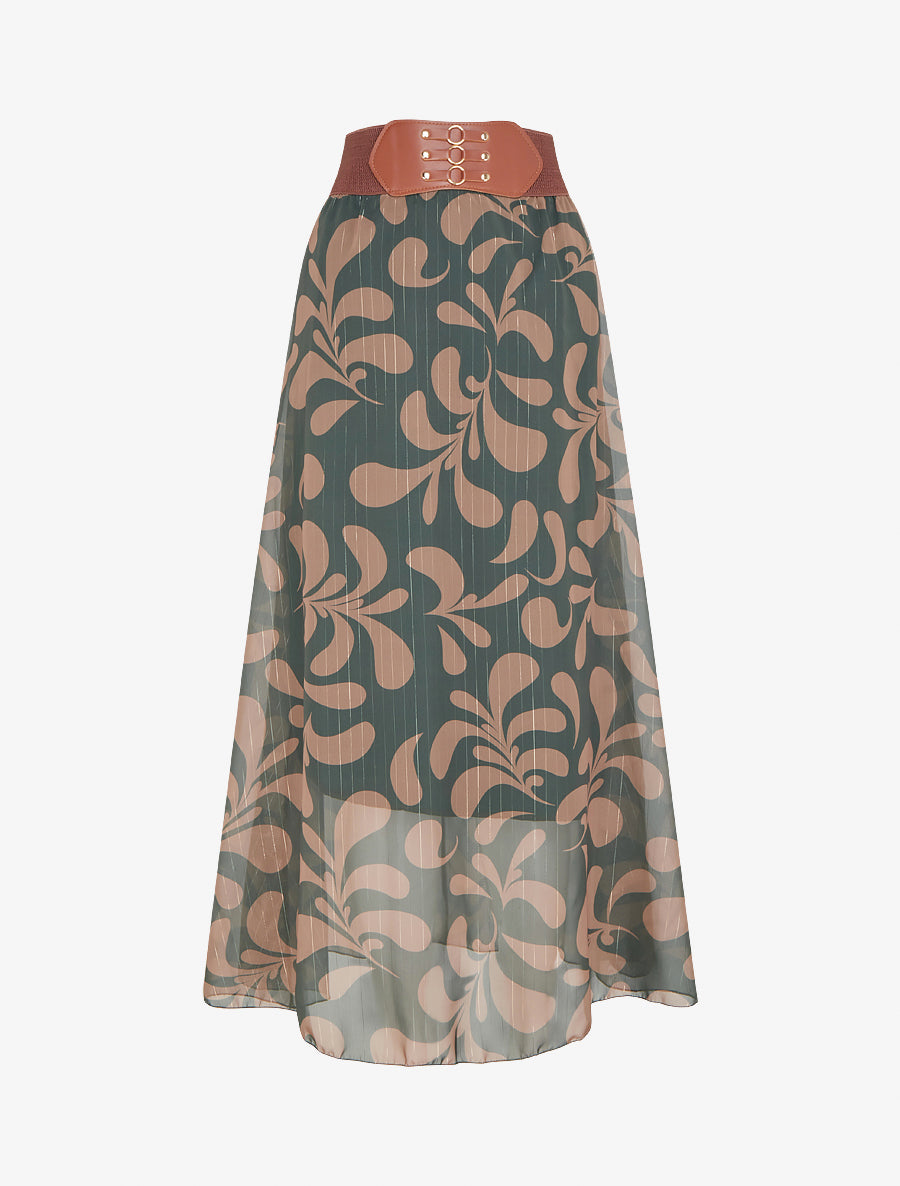 Jupe longue imprimé baroque - Vert - 1