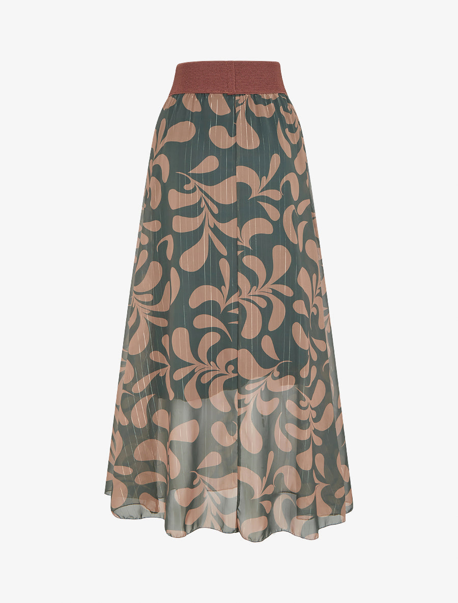 Jupe longue imprimé baroque - Vert - 2
