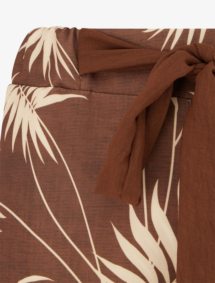 Pantalon ample et fluide imprimé feuilles - Marron - 3