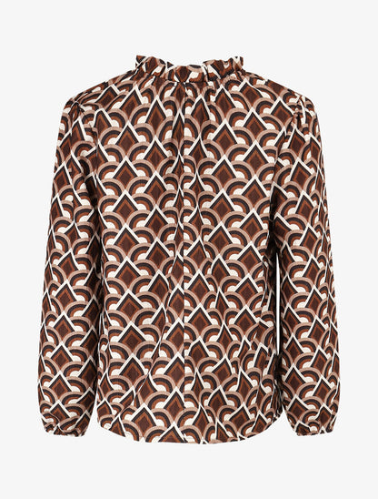 Blouse fluide à imprimé graphique - Marron - 2