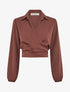 Crop-top cache-coeur uni et satiné - Marron - 1